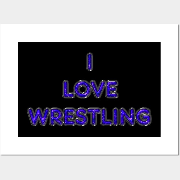 I Love Wrestling - Purple Wall Art by The Black Panther